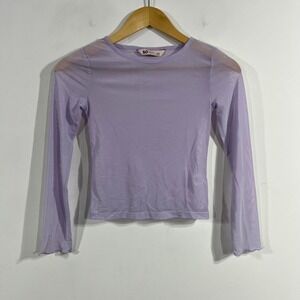 SO Y2K Boho Festival Sheer Mesh Indie 90s Feminine Top Lettuce Edge Women Medium